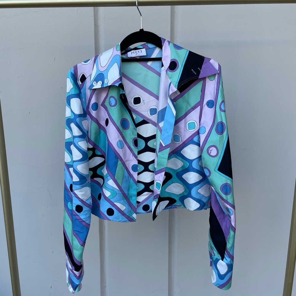 Pucci cotton button down cropped shirt size 38 / 6